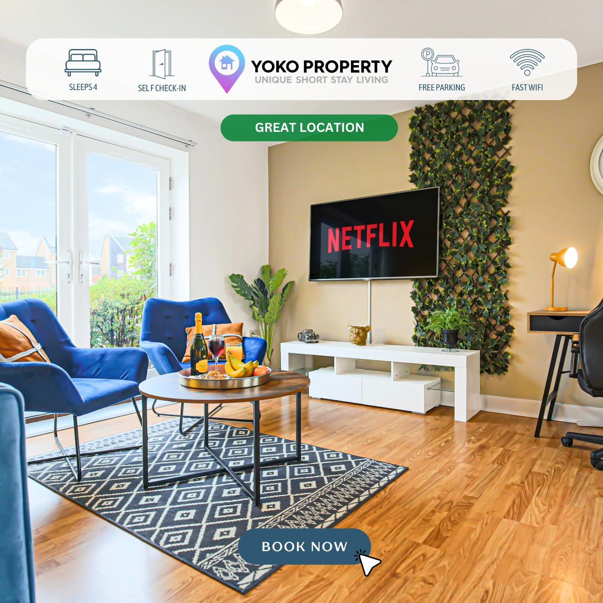 Stylish Apartment With Balcony, Free Parking, Fast Wifi And Smart Tv With Sky And Netflix By Yoko Property Milton Keynes Eksteriør bilde